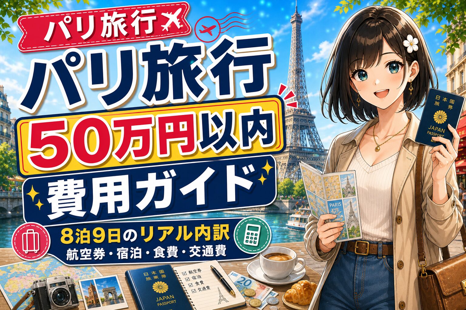 パリ旅行を50万円以内に抑える費用ガイドのサムネイル