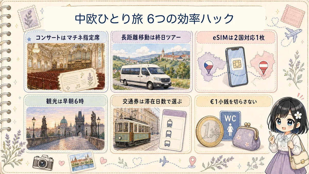 中欧一人旅を効率化する6つの旅行ハック図