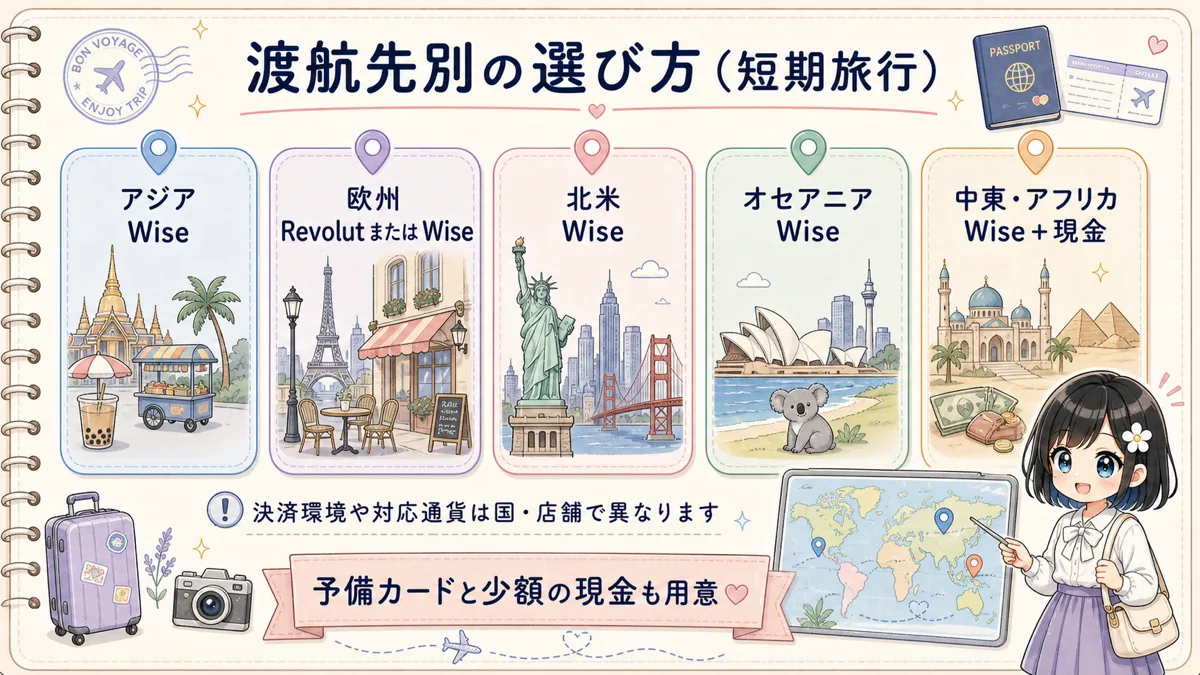 アジア、欧州、北米など渡航先別の決済サービスの選び方
