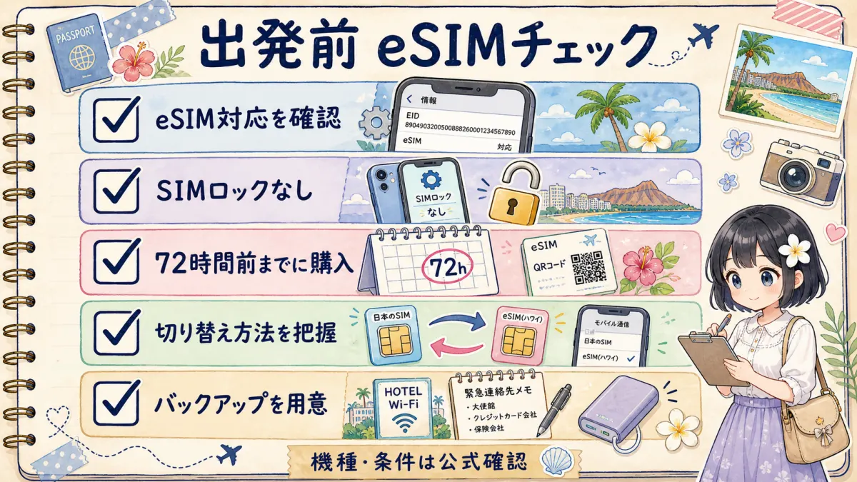 ハワイ旅行前に確認したいeSIM対応やSIMロックのチェックリスト