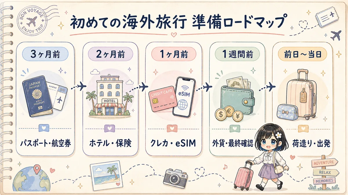 初めての海外旅行で出発3ヶ月前から当日までに行う準備ロードマップ