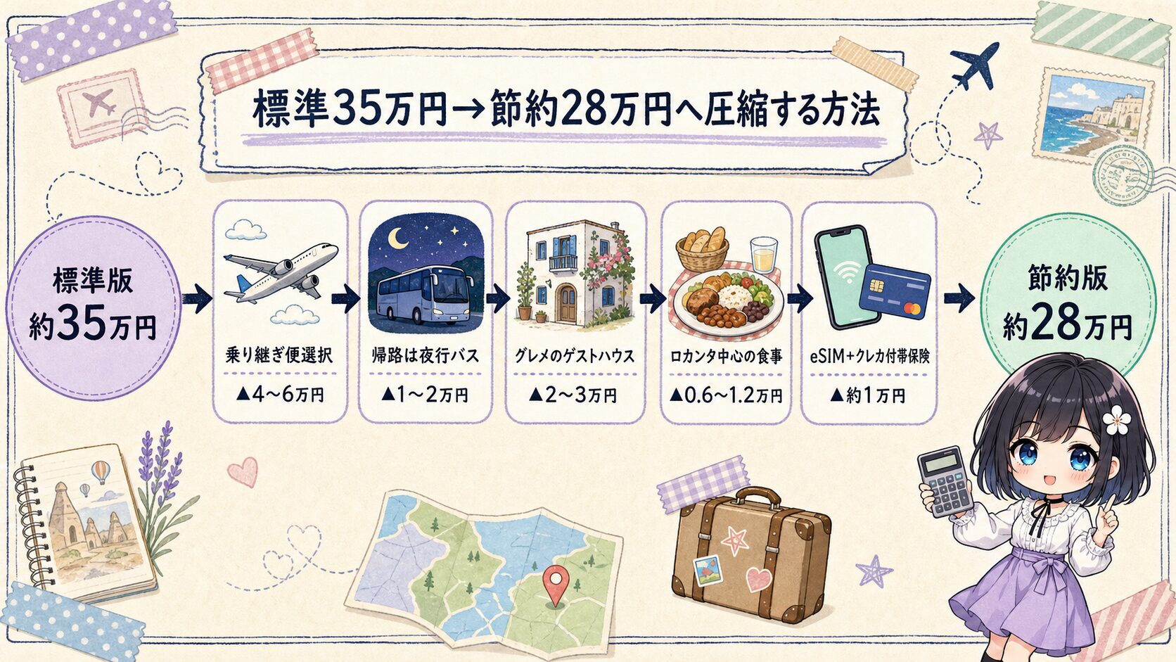 トルコ旅行の予算を標準35万円から節約28万円へ圧縮する5つの方法