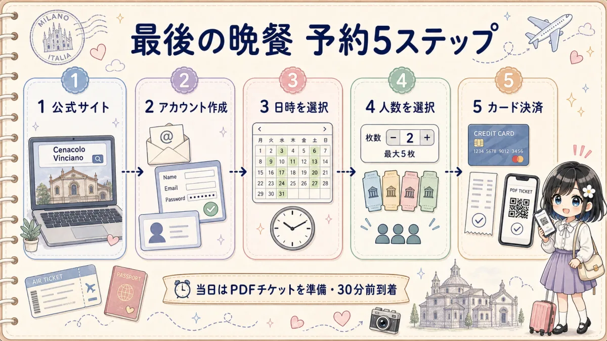 最後の晩餐チケットを公式サイトで予約する5ステップの図解