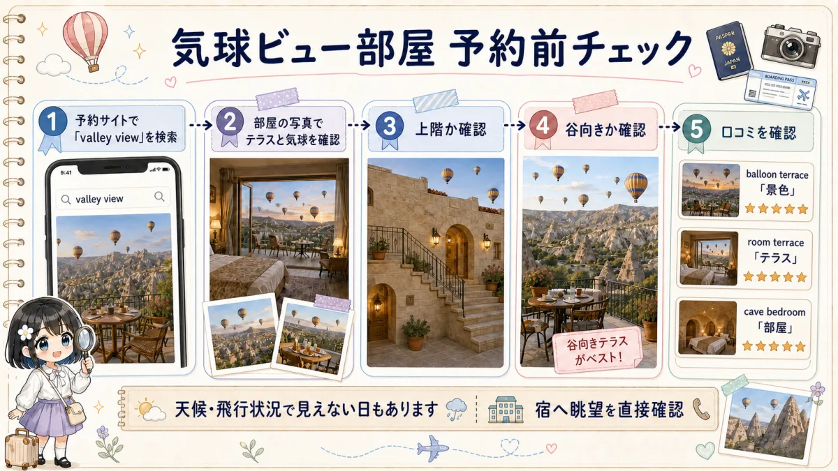 カッパドキアで気球ビューの部屋を予約する前の5項目チェック