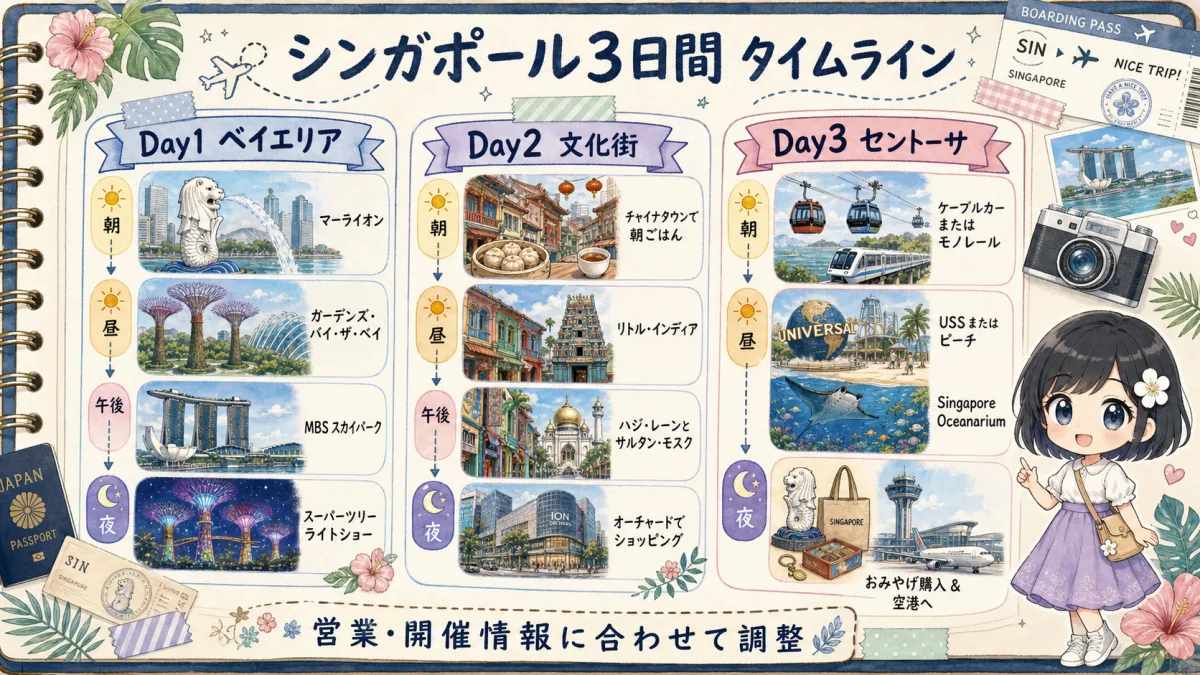 シンガポール3日間のDay別観光タイムライン