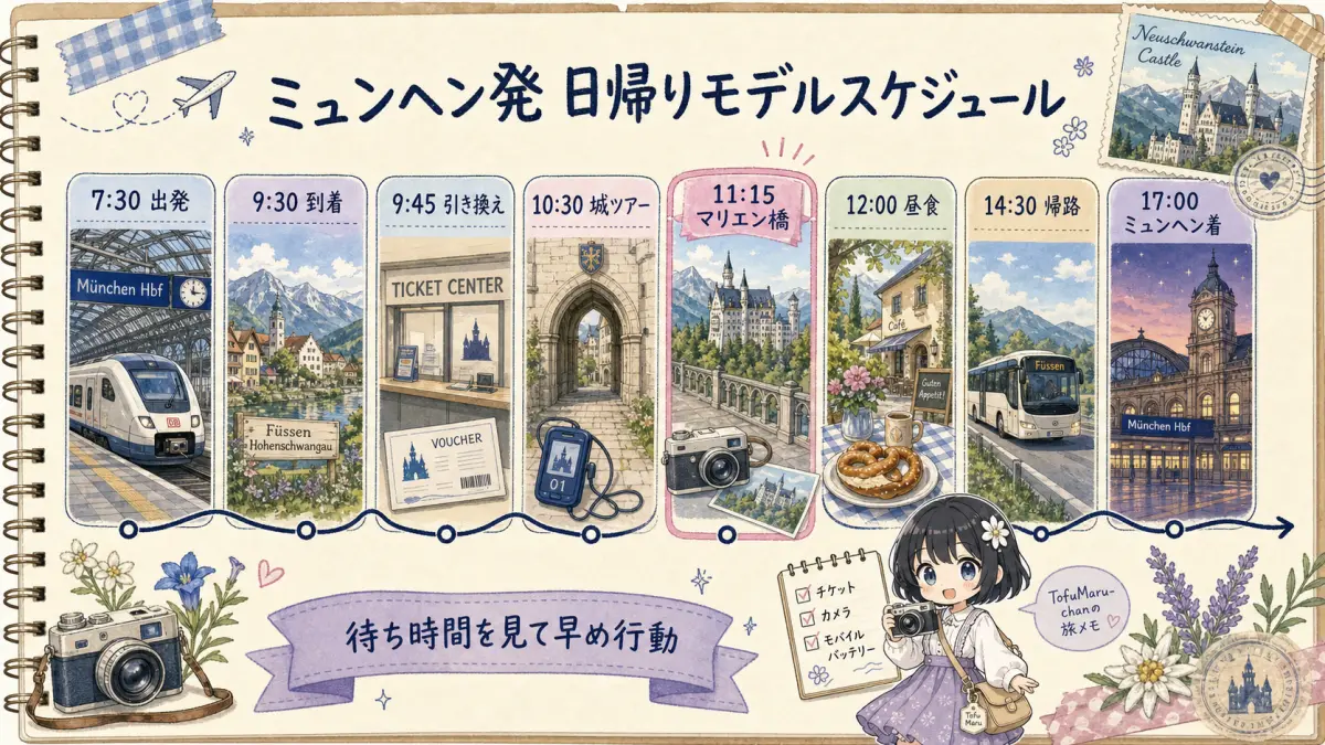 ミュンヘン発ノイシュヴァンシュタイン城日帰りモデルスケジュール
