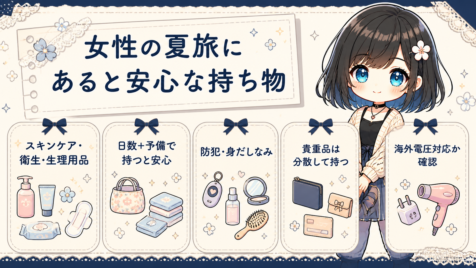 女性向け夏旅の安心グッズ